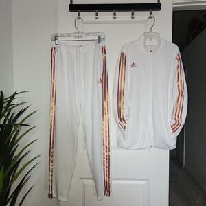 Adidas Womens Tiro 19 Pants & Track Top, White/Nude Pearl Essence, XL